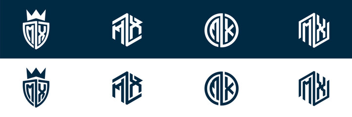 MX XM letter logo set design