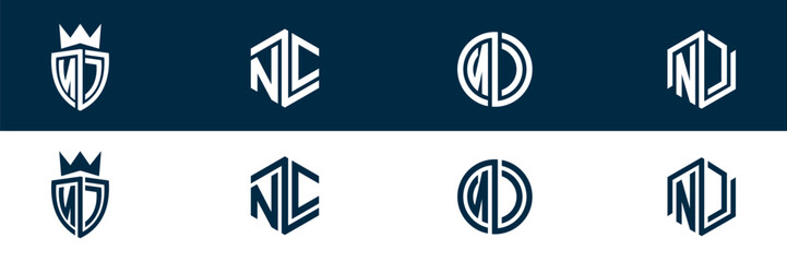 NC CN letter logo set design