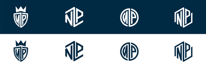 NP PN letter logo set design