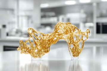 Obraz premium Abstract Golden Fluid Sculpture in Motion