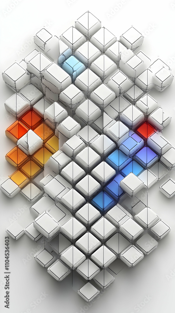 Aufkleber abstract cube composition. colorful blocks in white space