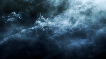 Abstract Blue Smoke Swirling Dark Background