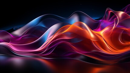 A digital art background showcasing a massive neon wave in bright, electrifying colors, contrasted against a deep black background for a striking and modern look.