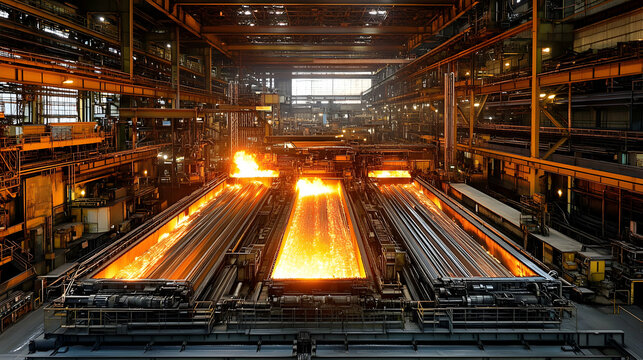 Molten Metal Flows Through Industrial Plant