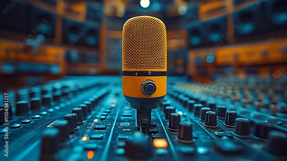 Poster Professional Microphone Setup for Modern Audio Recording Environments : Generative AI