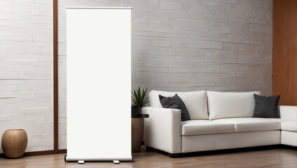 Mockup of Roll-up Standee Banner in Office Hall 