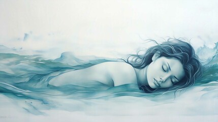 Beauty of a Woman Relaxing by the Sea Spa Water in Glamorous Pose