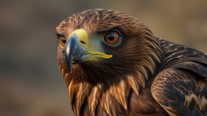 Obraz premium Close-up portrait of a golden eagle's intense gaze.
