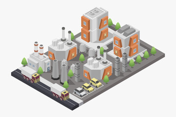 Industrial buildings and office isometric