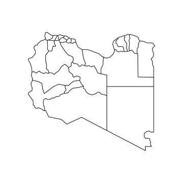 recommend clip art: libya contour map with regions isolated on white background. Map of libya. Vector illustration Africa
