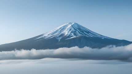 Majestic Mount Fuji Rising Above Cloudscape