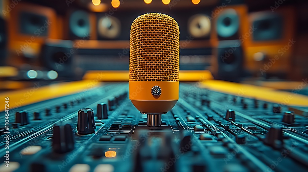 Poster High-Quality Microphone and Control Panel for Audio Production : Generative AI