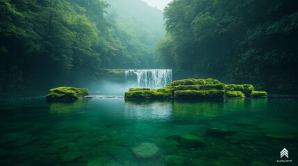 Secluded waterfall with vibrant greenery showcasing nature's beauty on Earth Day