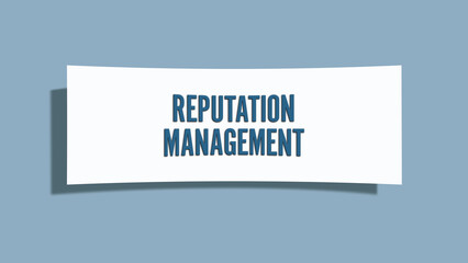Reputation Management. A card isolated on blue background.