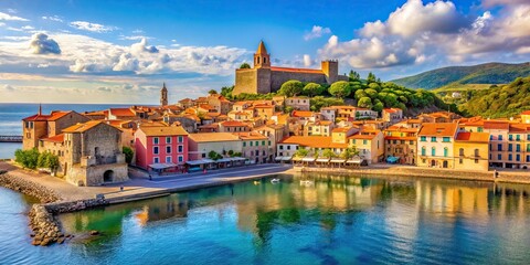 Landscape view of the picturesque village of Collioure in France , Collioure, France, village, coastal
