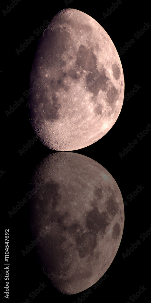 Wall mural 39 11-11-2024 waxing gibbous moon at 81.3 percent illumination stretched into egg shape with reflect