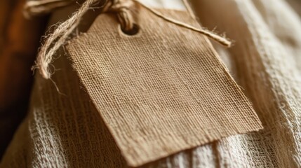 Fototapeta premium Vintage tag tied with twine, symbolizing sustainability and appreciation for Earth Day