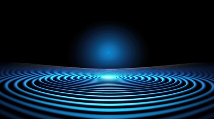 Abstract blue concentric circles ripple effect on dark background, resembling water or energy.