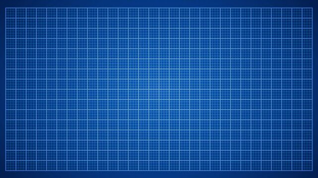 Repeatin blue print background or millimeter paper pattern with grid lines for design projects and animations. Technical looking backdrop for presentation of mechanical or acrchitecture early design.
