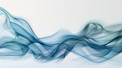 Fototapeta premium Abstract Blue Waves Flowing Across White Background