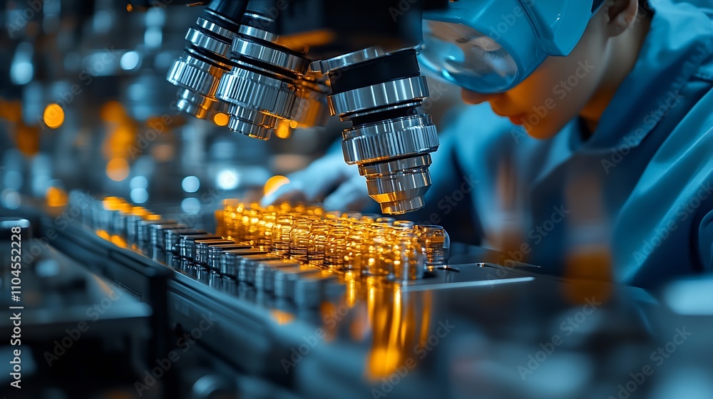 Aufkleber Scientist Using Advanced Microscopes in High Tech Laboratory for Research and Innovation : Generative AI