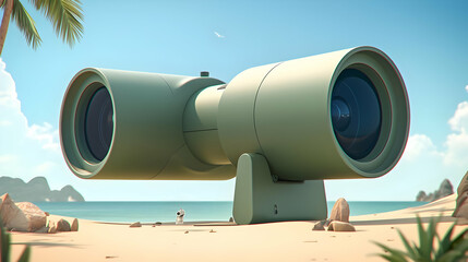 Beach Binoculars: A 3D Illustration