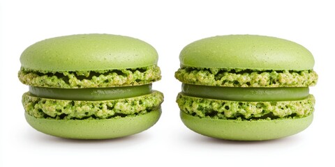 Delicious green macarons french pastry shop food photography indoor setting close-up culinary art