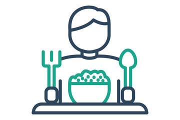 Eat icon. line icon style. rice bowl with people. icon related to meal. meal elements vector illustration