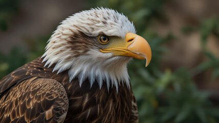 Fototapeta premium Close-up portrait of a majestic bald eagle.