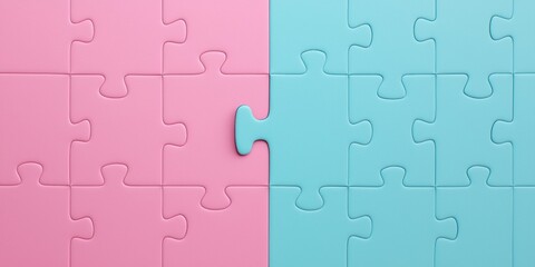 Puzzle piece connection abstract art digital background minimalist design close-up conceptual unity