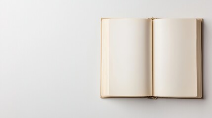 Creative writing inspiration open book on table literature minimalistic office space top view blank pages await ideas