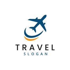 Travel business logo flying plane in logo Template