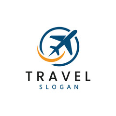 Travel business logo flying plane in logo Template