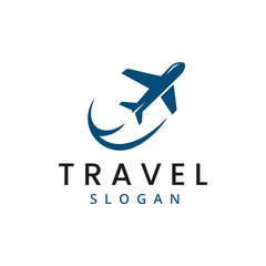 Travel business logo flying plane in logo Template