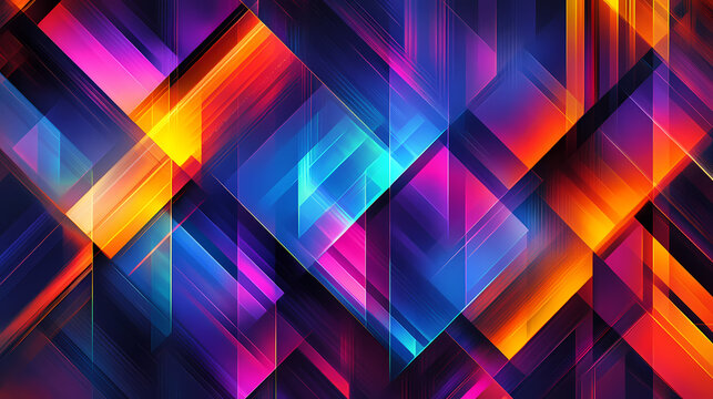 A lively abstract geometric pattern with dynamic colors, ideal for trendy modern designs and backgrounds. seamless pattern. Chromatic. Illustration