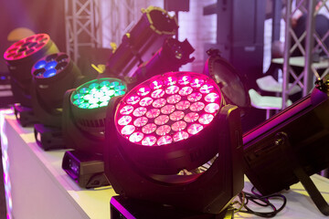 Professional lighting equipment for holding concerts on display