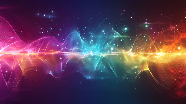 Abstract background with electromagnetic chromatic nexus on quantum horizon. Chromatic. Illustration