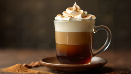 Irish Coffee Cocktail with Cream and Nutmeg