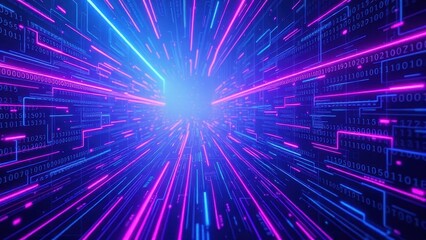 Obraz premium Abstract digital background with binary code and circuits, technology, circuits