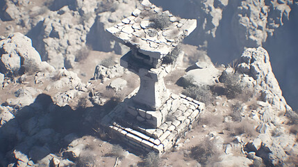 Ruined Stone Structure 3D Render