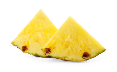 Pieces of juicy pineapple isolated on white