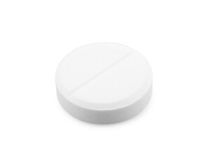 One antibiotic pill on light grey background. Medical remedy