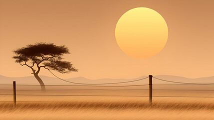 Serene Sunset Landscape Illustration