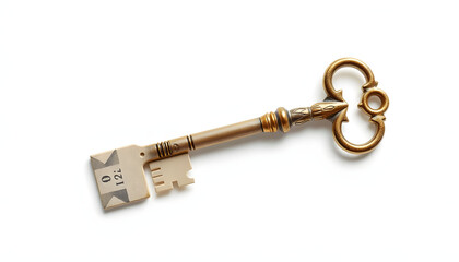 vintage key isolated with white highlights, png