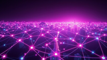 Fototapeta premium Conceptual illustration of interconnected network nodes with data transfer for future technology, nodes, conceptual., future