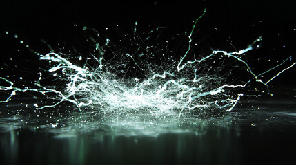 Electric sparks illuminate the darkness with striking green and white bursts of energy