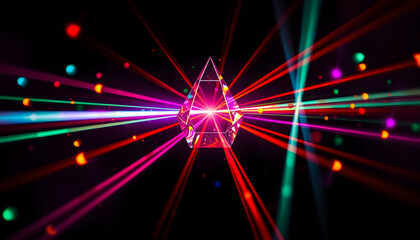 Prism magic with colorful lights isolated with white highlights, png