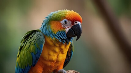 Obraz premium Vibrant Sun Conure parrot portrait.