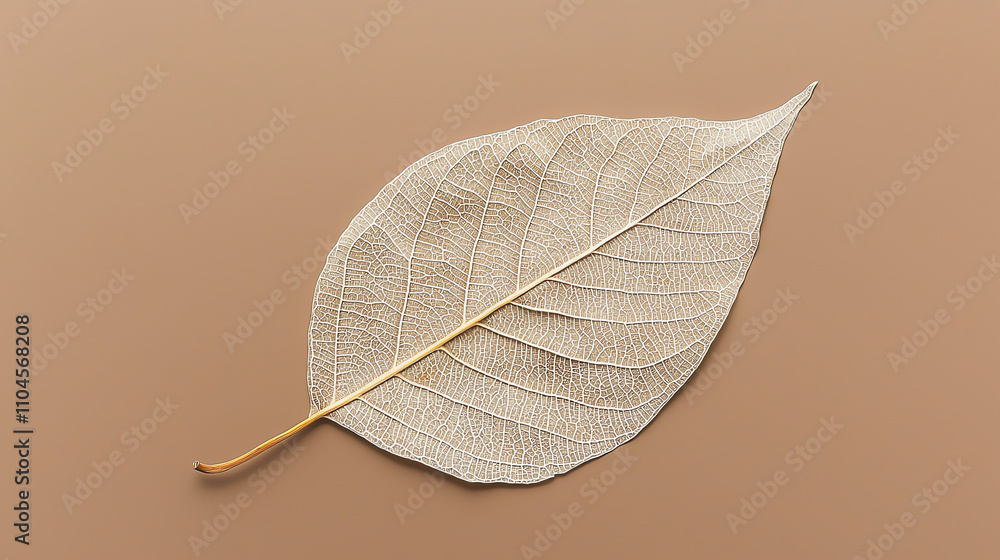 Poster intricate leaf texture revealing delicate veins and patterns on a plain background