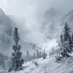 Obraz premium winter snowstorm in the rocky mountains,. 